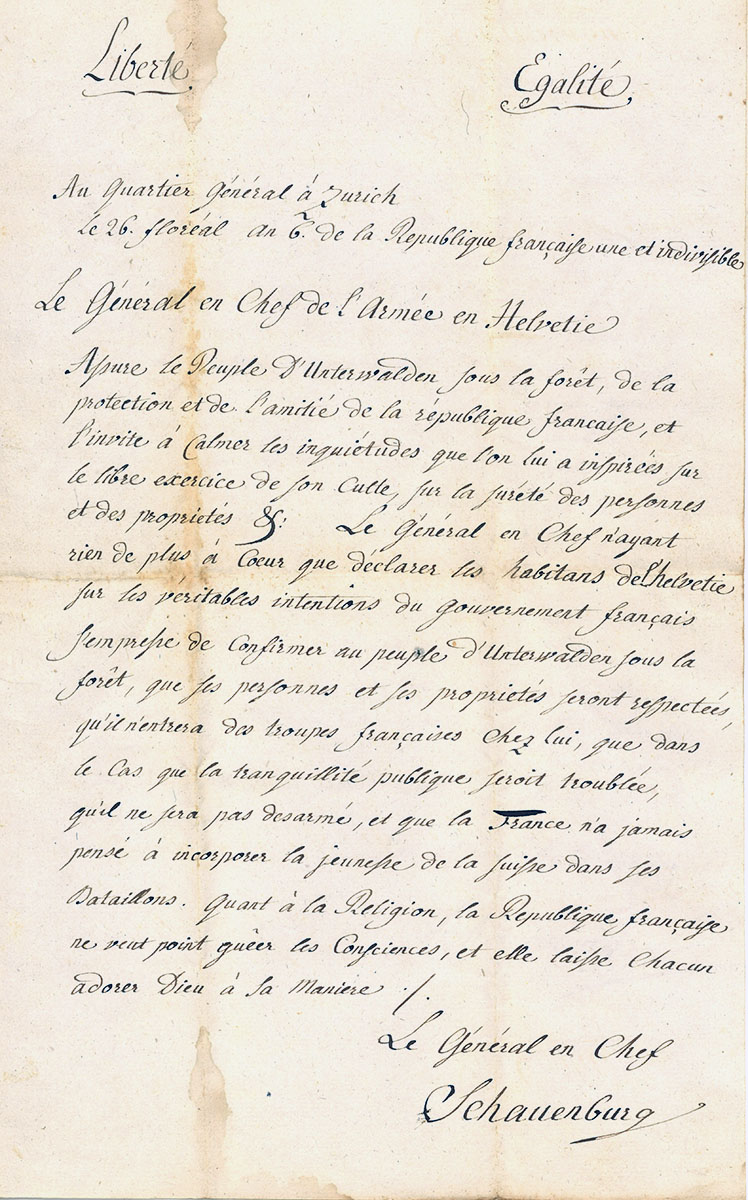 Brief von Schauenburg
