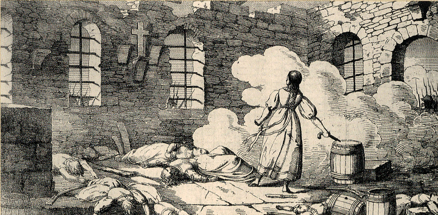 Kämpfende Frau 1798 in einer Kapelle in Stans